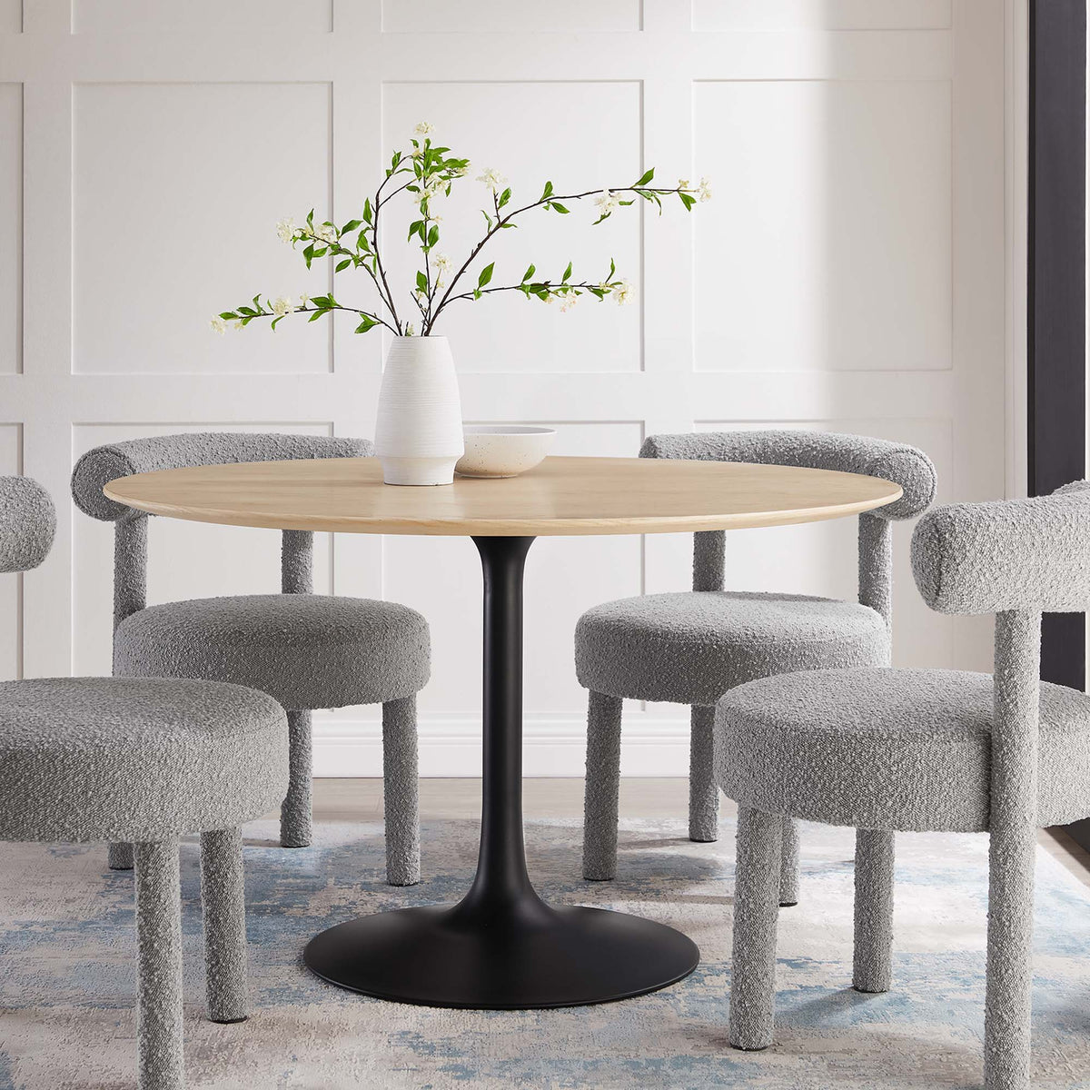 Lippa Round 48" Dining Table - Wood, Black Natural