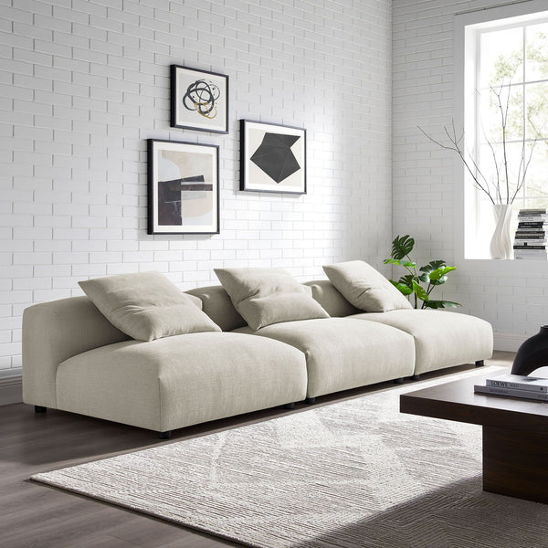 Solace 3-Piece Modular Upholstered Fabric Sofa - Linen