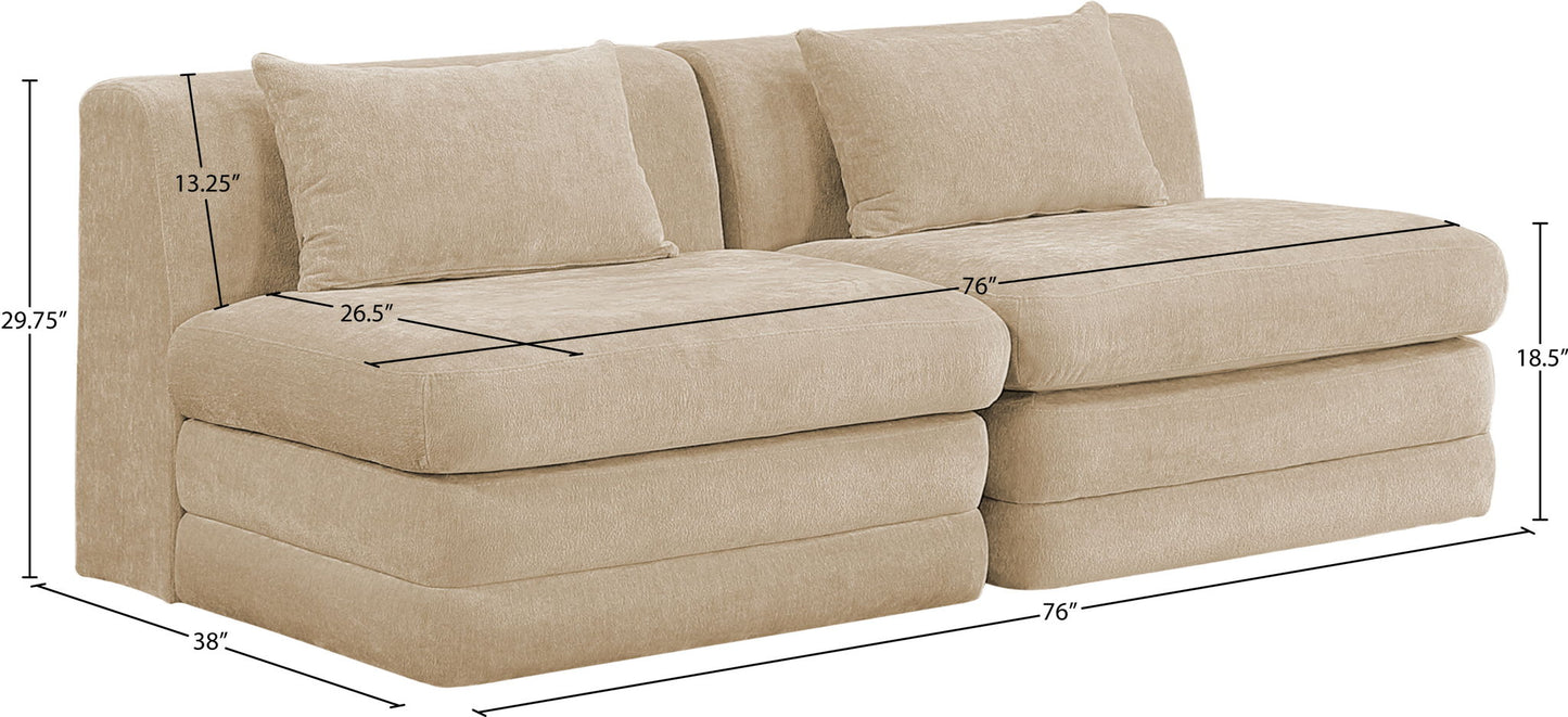 Stellar - 2 Piece 76" Upholstered Modular Armless Loveseat
