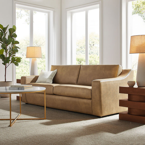 Liora 87 Inch Vegan Leather Sofa - Toast
