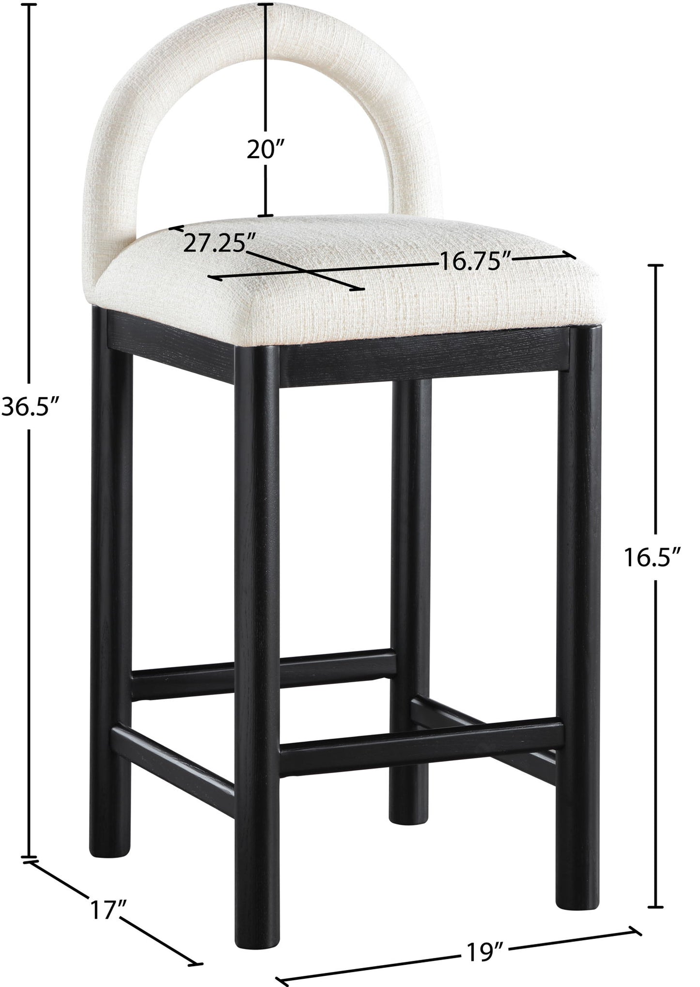 Conrad - Linen Counter Stool With Black Legs