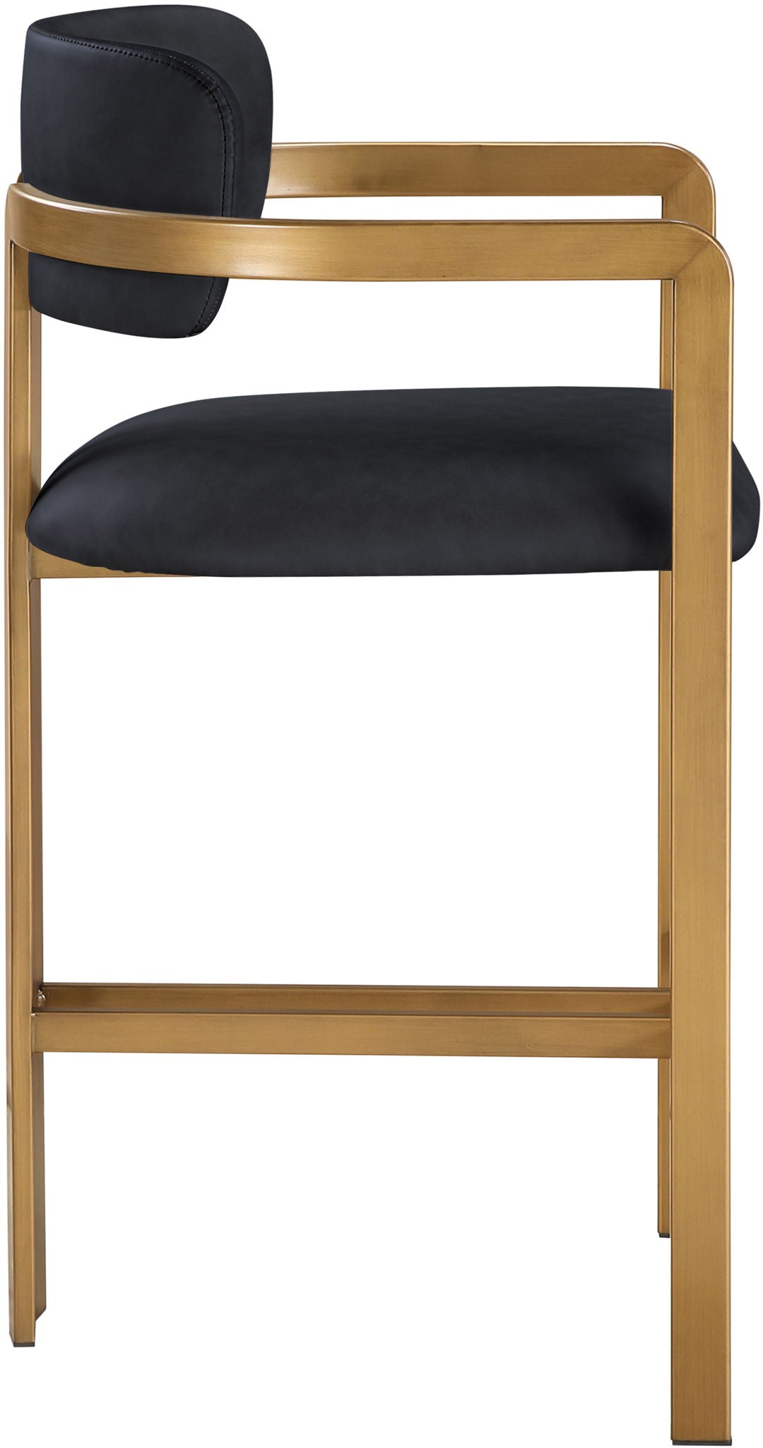 Aurum - Vegan Leather Upholstered Counter Stool With Brushed Brass Base