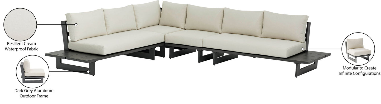 Maldives - 4 Piece Water Resistant Outdoor Patio Modular Sectional With Gray Base