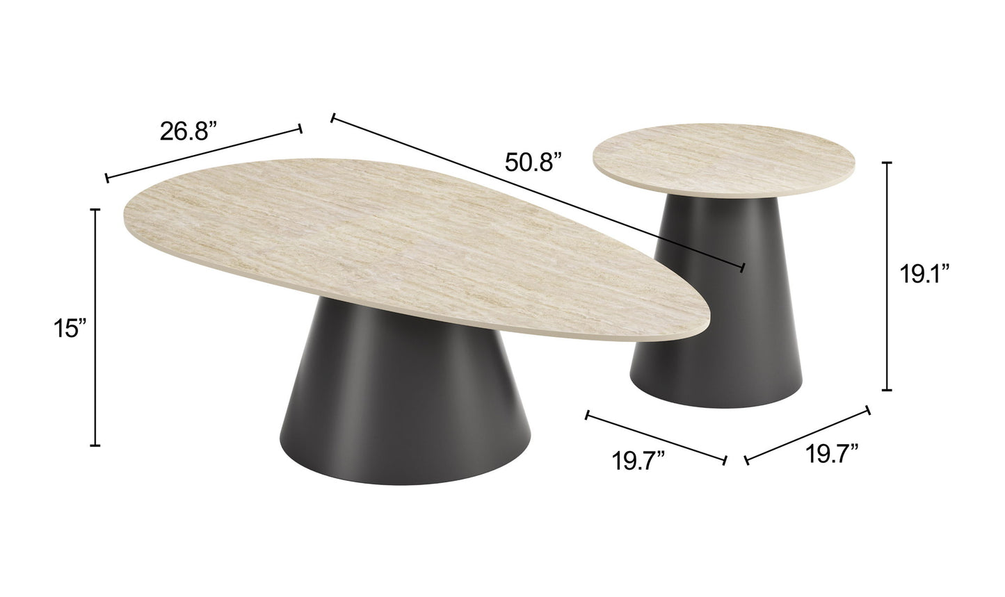 Reyes - Coffee Table Set - Natural / Black