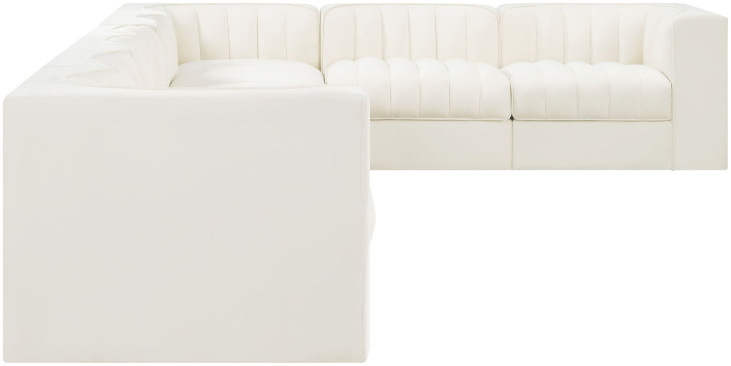 Rummi - Velvet Performance Fabric Upholstered 8 Piece Modular Sectional (With 3 Corner Chairs)