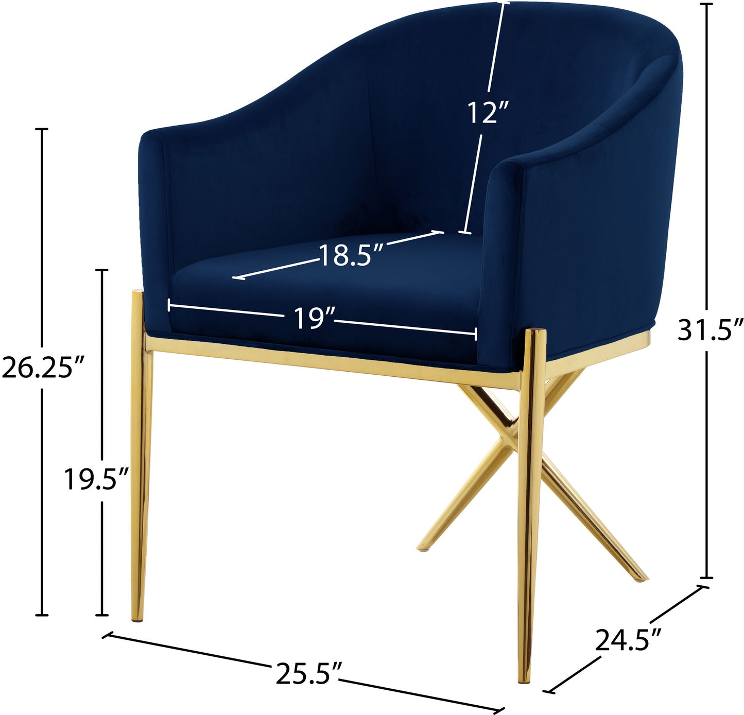 Xavier - Dining Chair with Gold Legs
