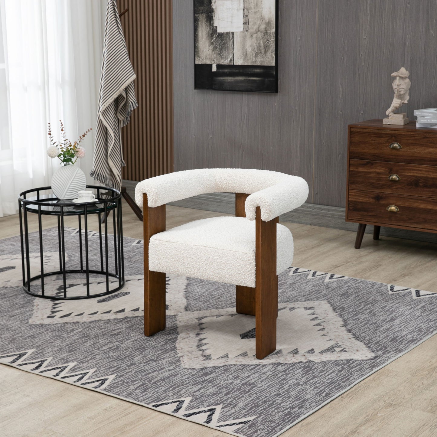 Barrel - Dining Chair - Dark Brown / Cream