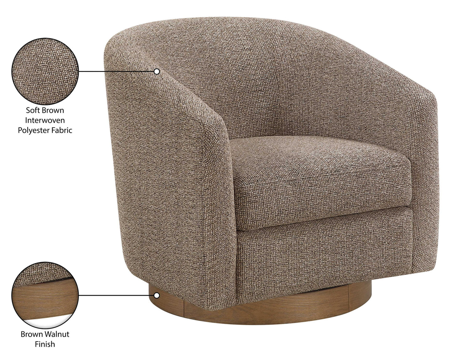 Modra - Performance Fabric Upholstered Swivel Accent Chair