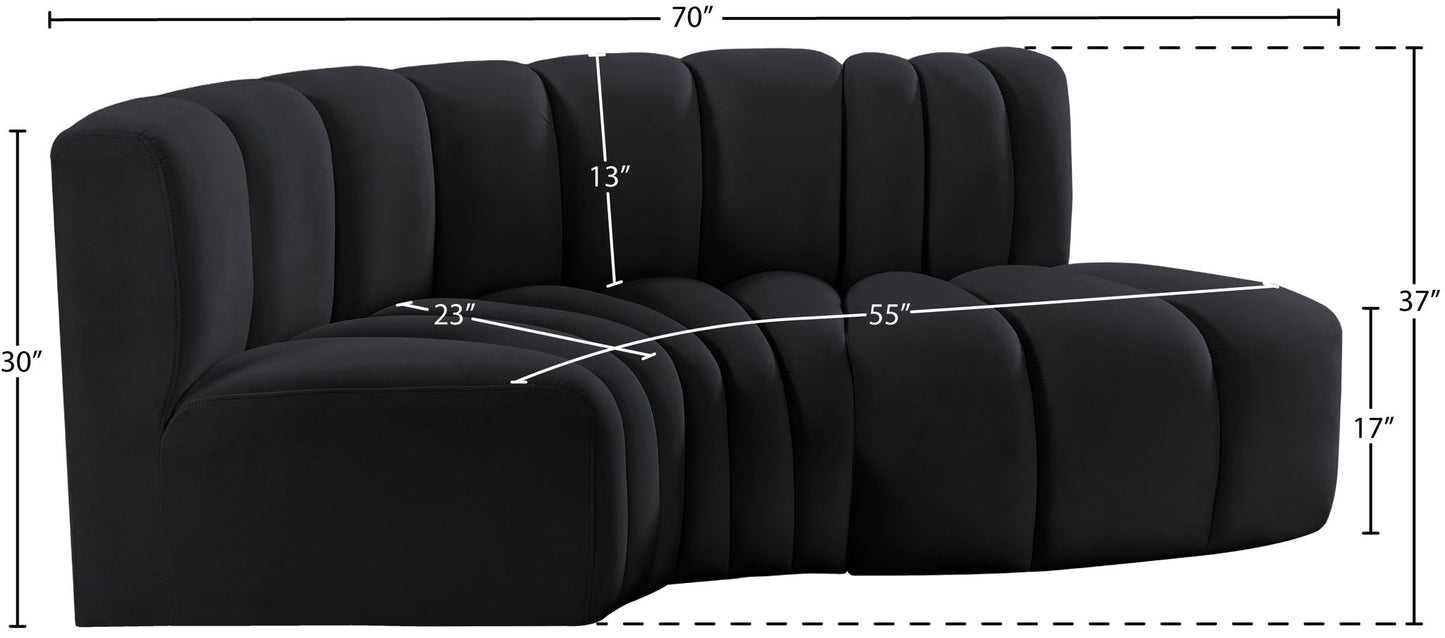 Arc - Velvet 3 Piece Modular L-Shaped Sofa