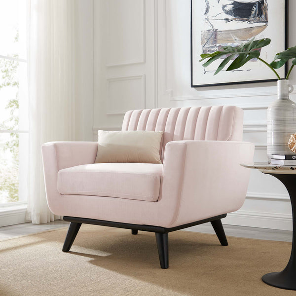 Engage Channel Tufted Performance Velvet Armchair - Pink