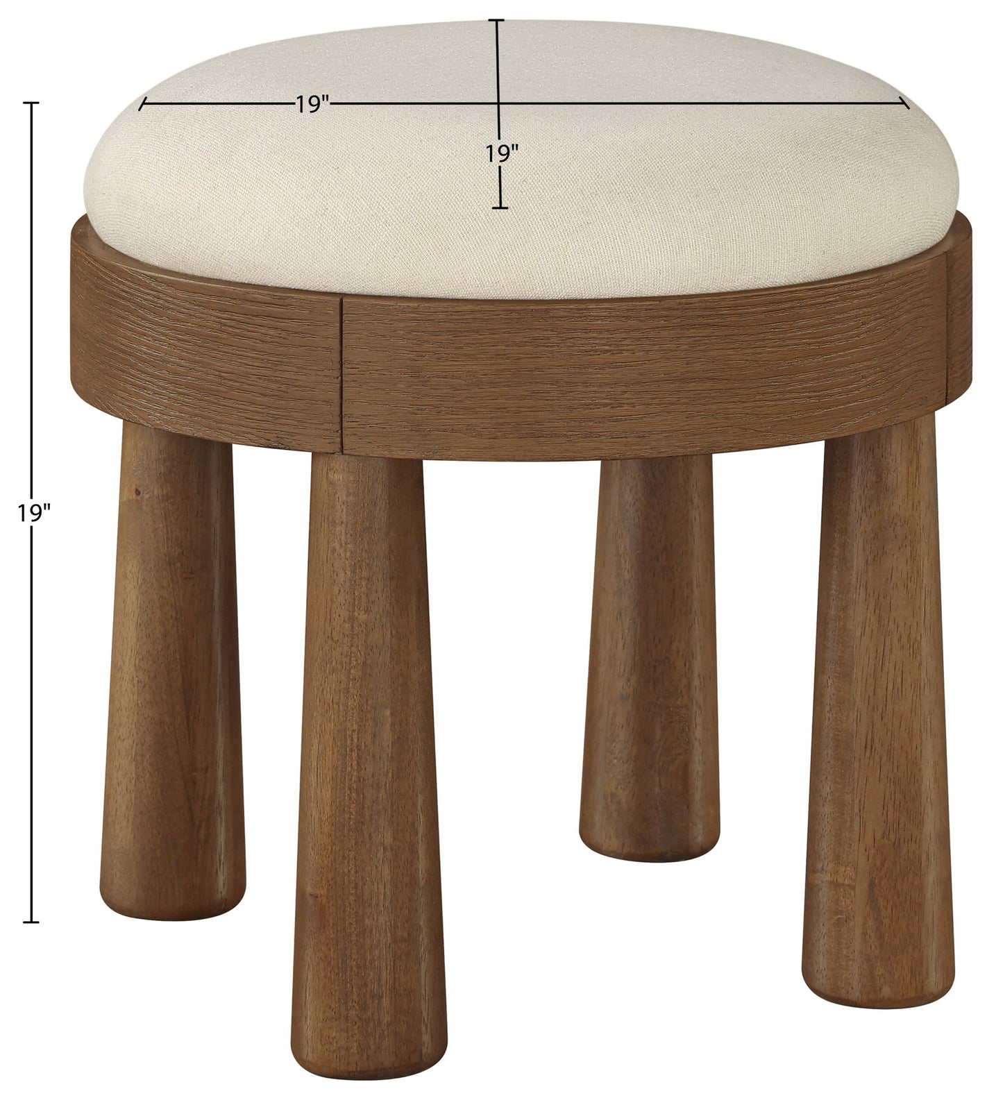 Larea - Linen Textured Fabric Upholstered Ottoman - Walnut Base