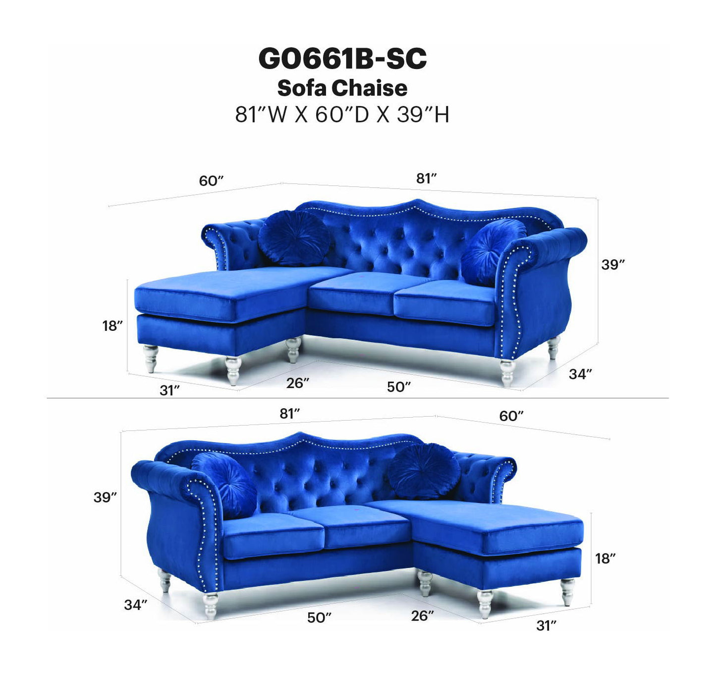 Glory Furniture - Hollywood - Sofa Chaise