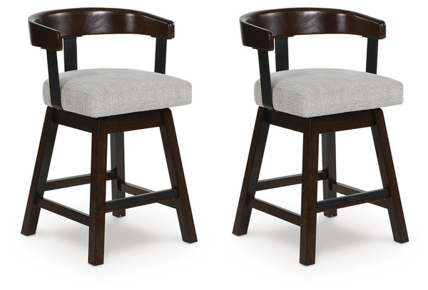 Haddigan - Upholstered Swivel Barstool (Set of 2) - Dark Brown
