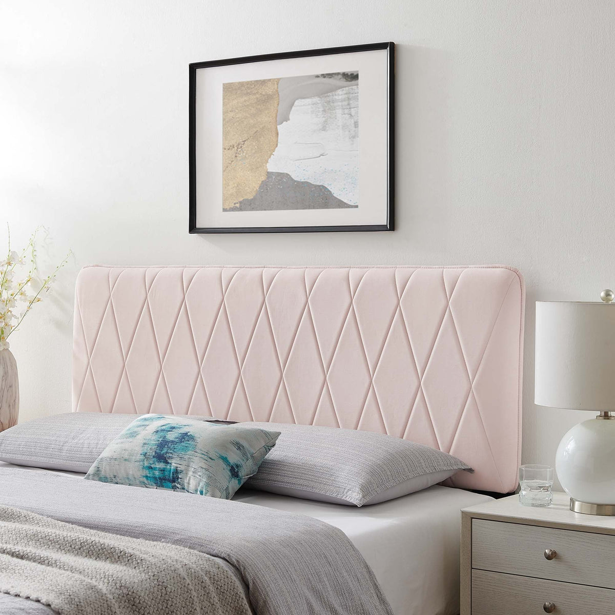 Leila Performance Velvet Headboard - King/CA King, Pink