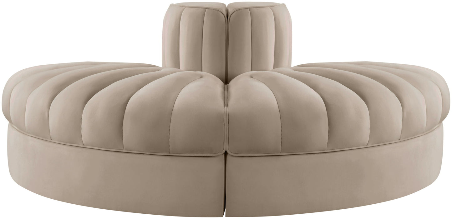 Rummi - Velvet Performance Fabric Upholstered 2 Piece  Rounded Modular Loveseat