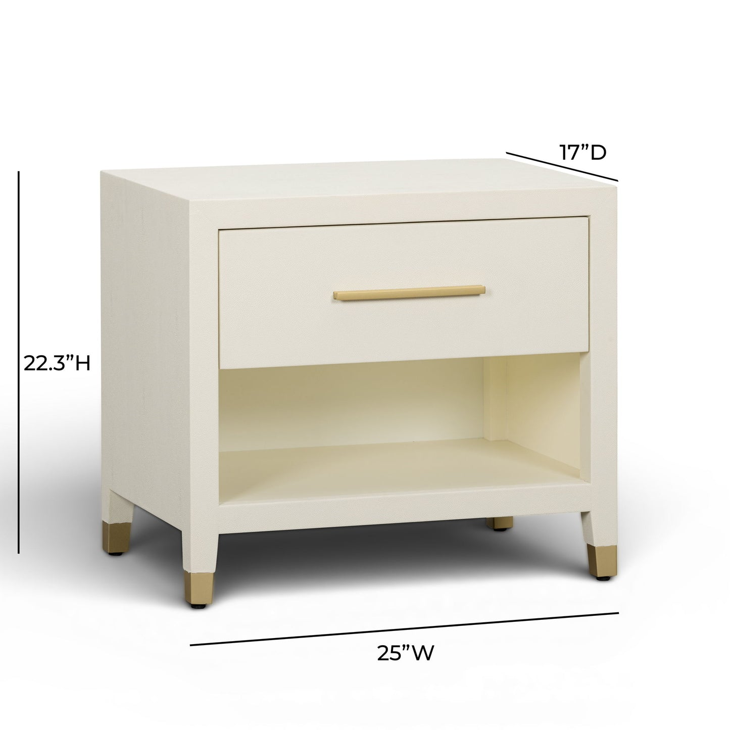 Dani - Faux Shagreen Nightstand With Drawer - Cream