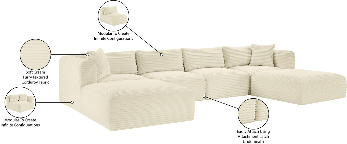Shaggy - 6 Piece Modular Sectional With 2 Ottomans