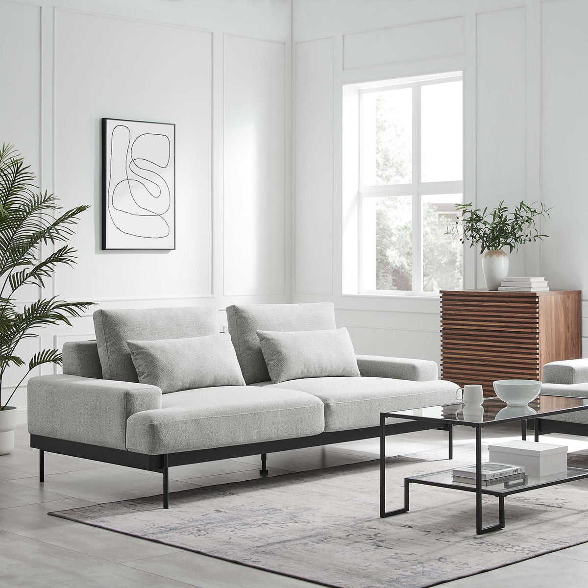 Proximity Upholstered Fabric Sofa - Light Gray