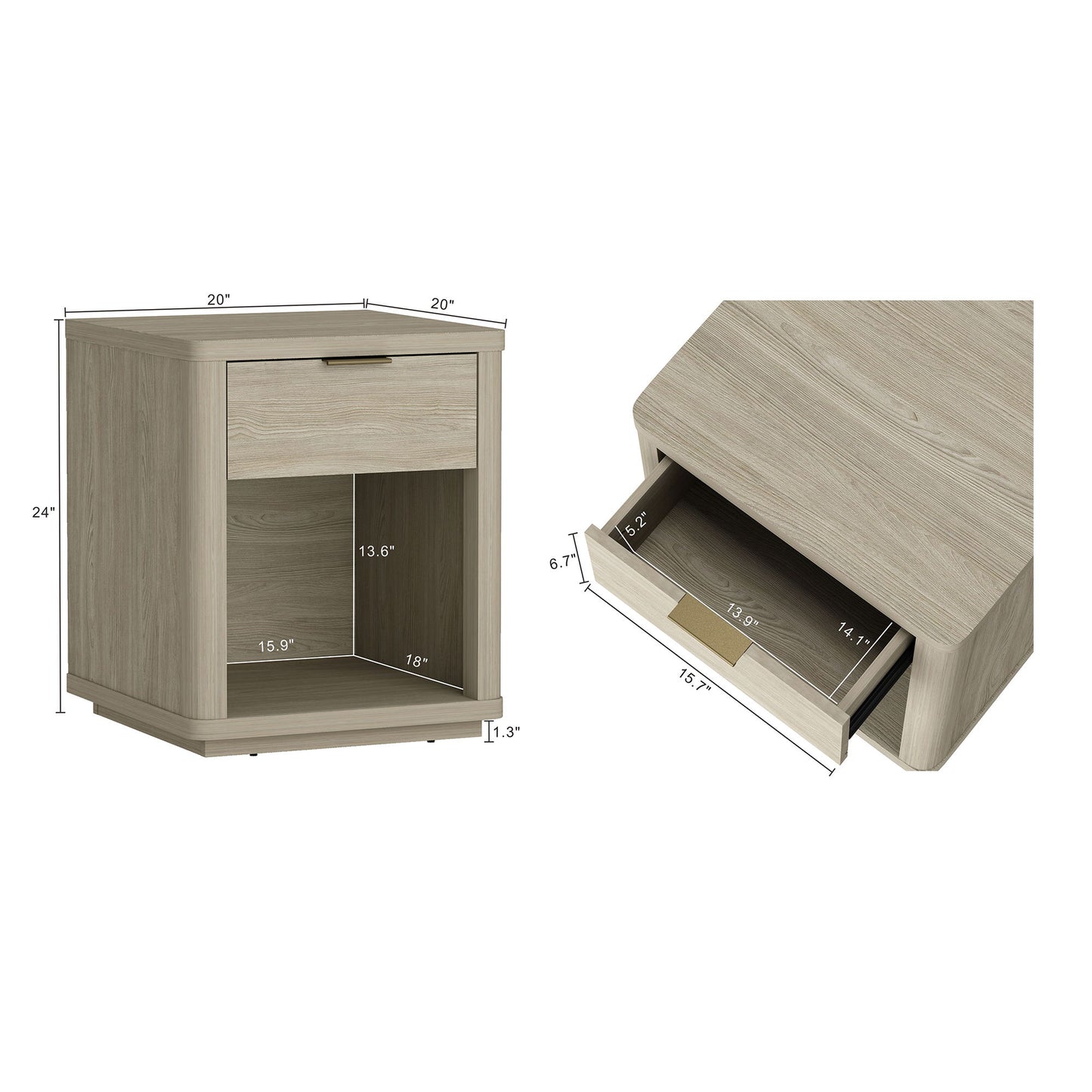Manhattan Evelyn - 1-Drawer Nightstand