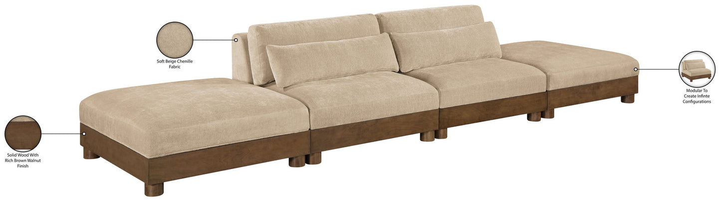 Turin - Chenille Fabric Upholstered Modular Sectional - Beige