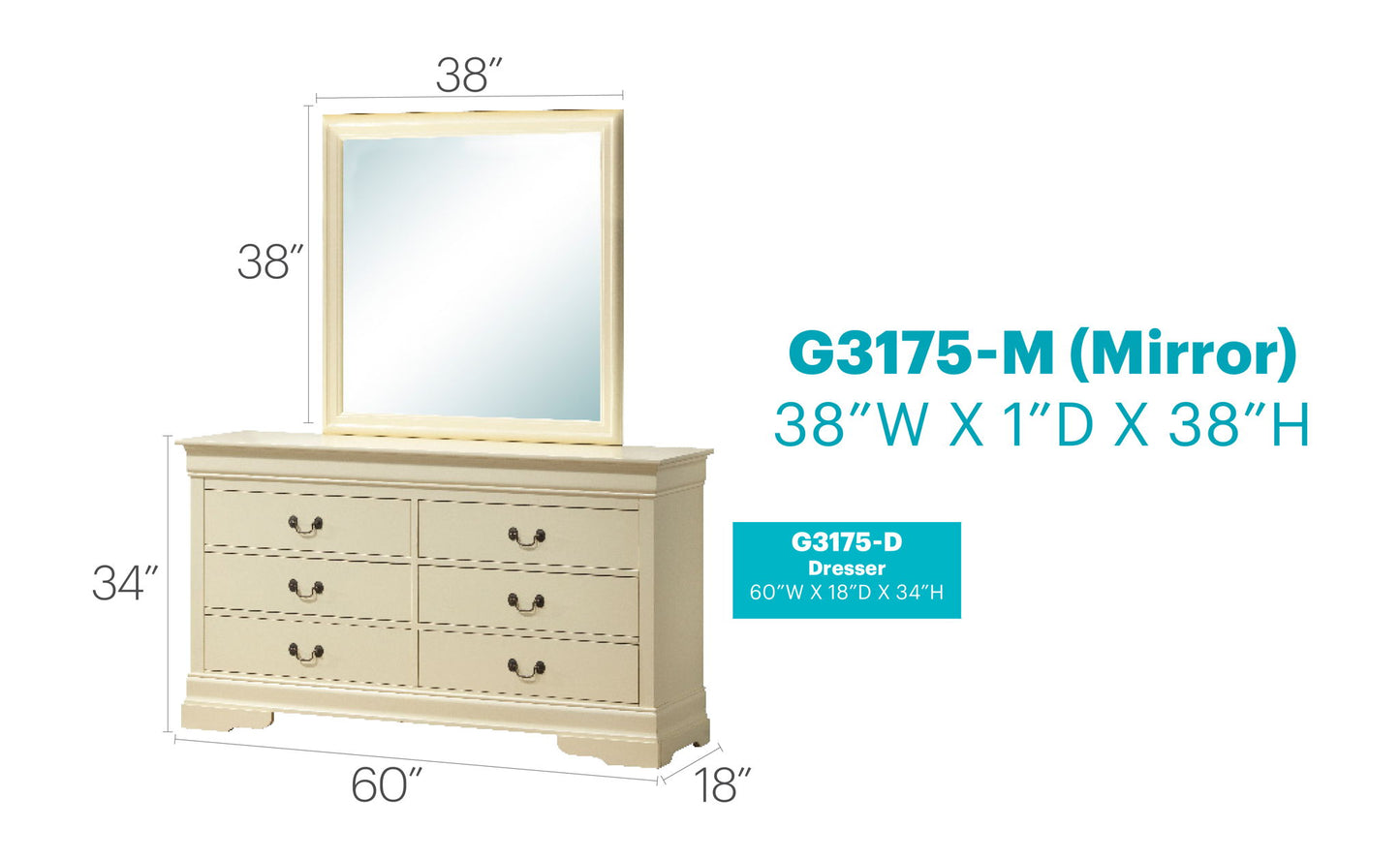 Glory Furniture - Louis Phillipe - Dresser