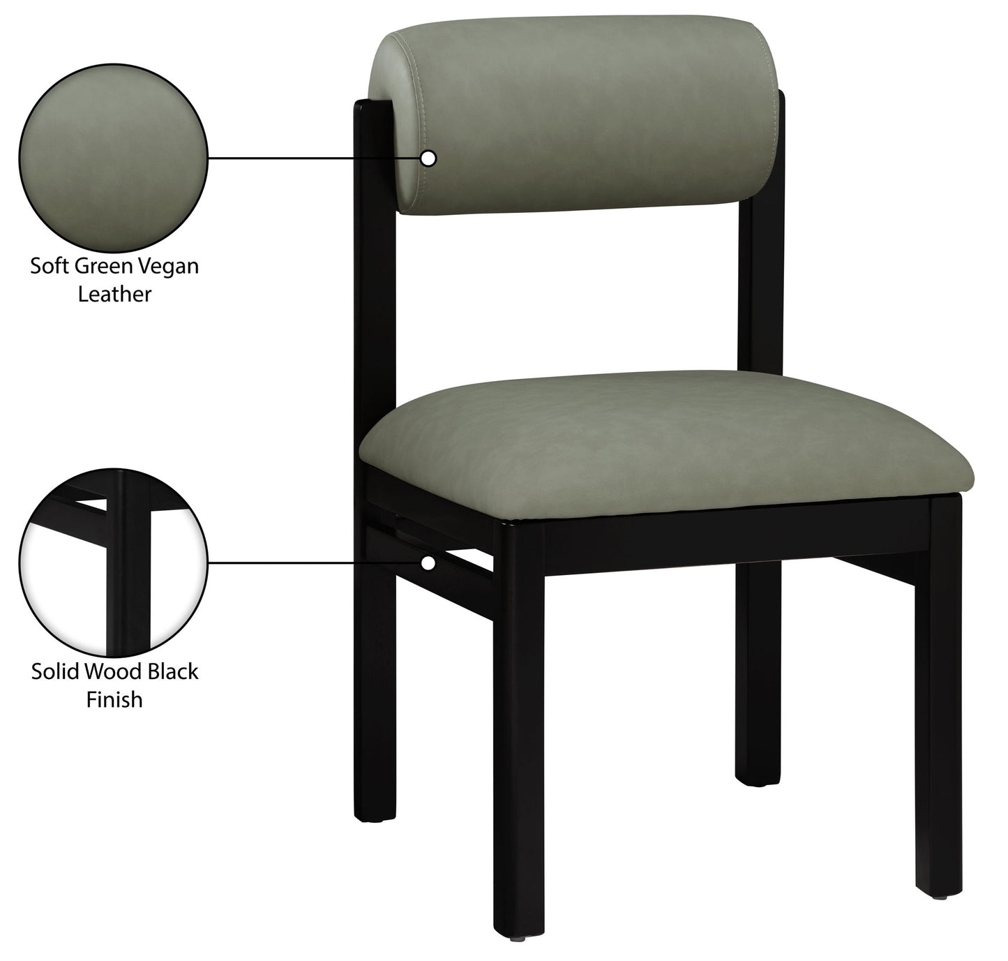 Roundhill - Faux Leather Dining Chair (Set of 2) - Black Frame