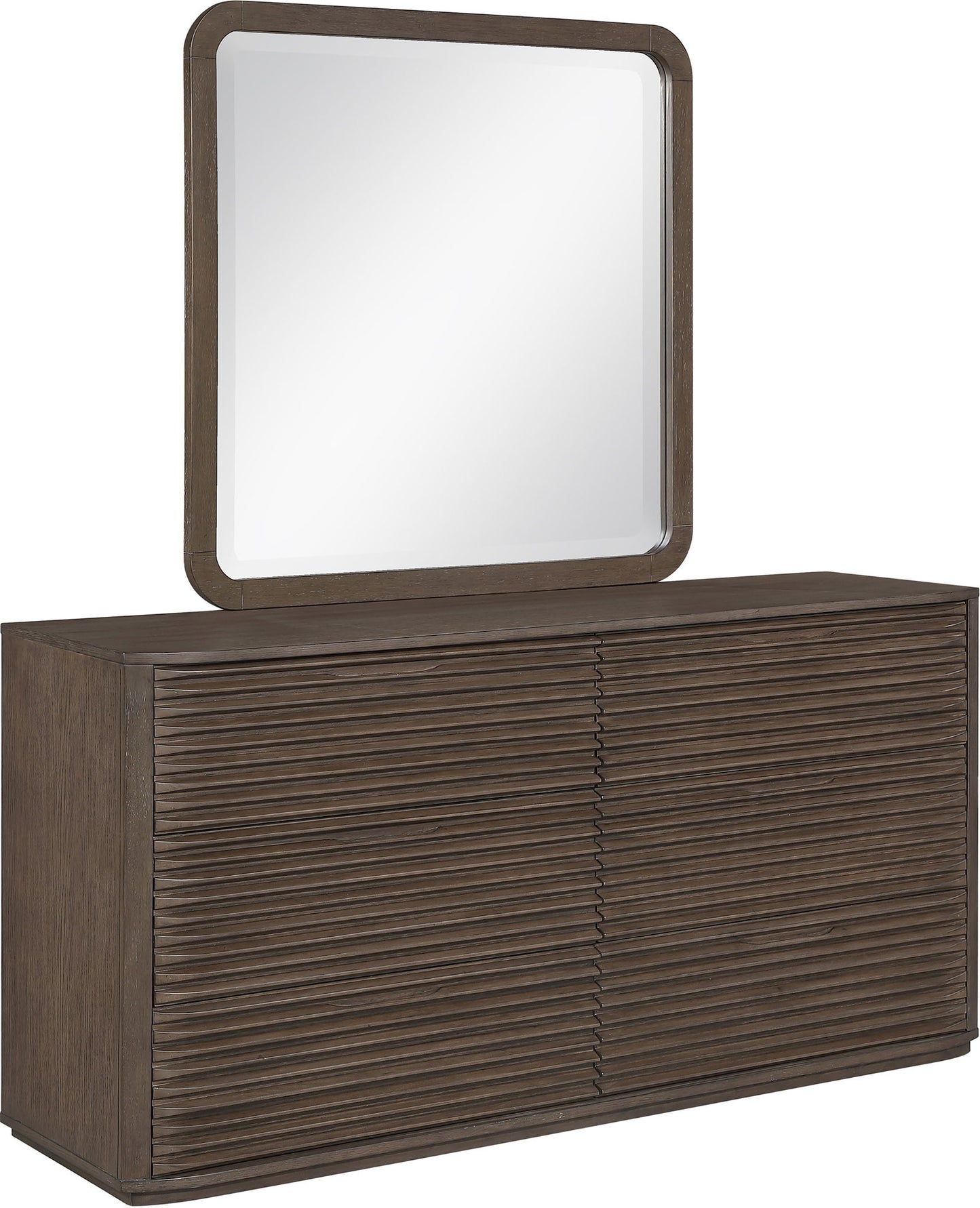 Morino - Oak Veneer And Solid Wood Mirror - Brown