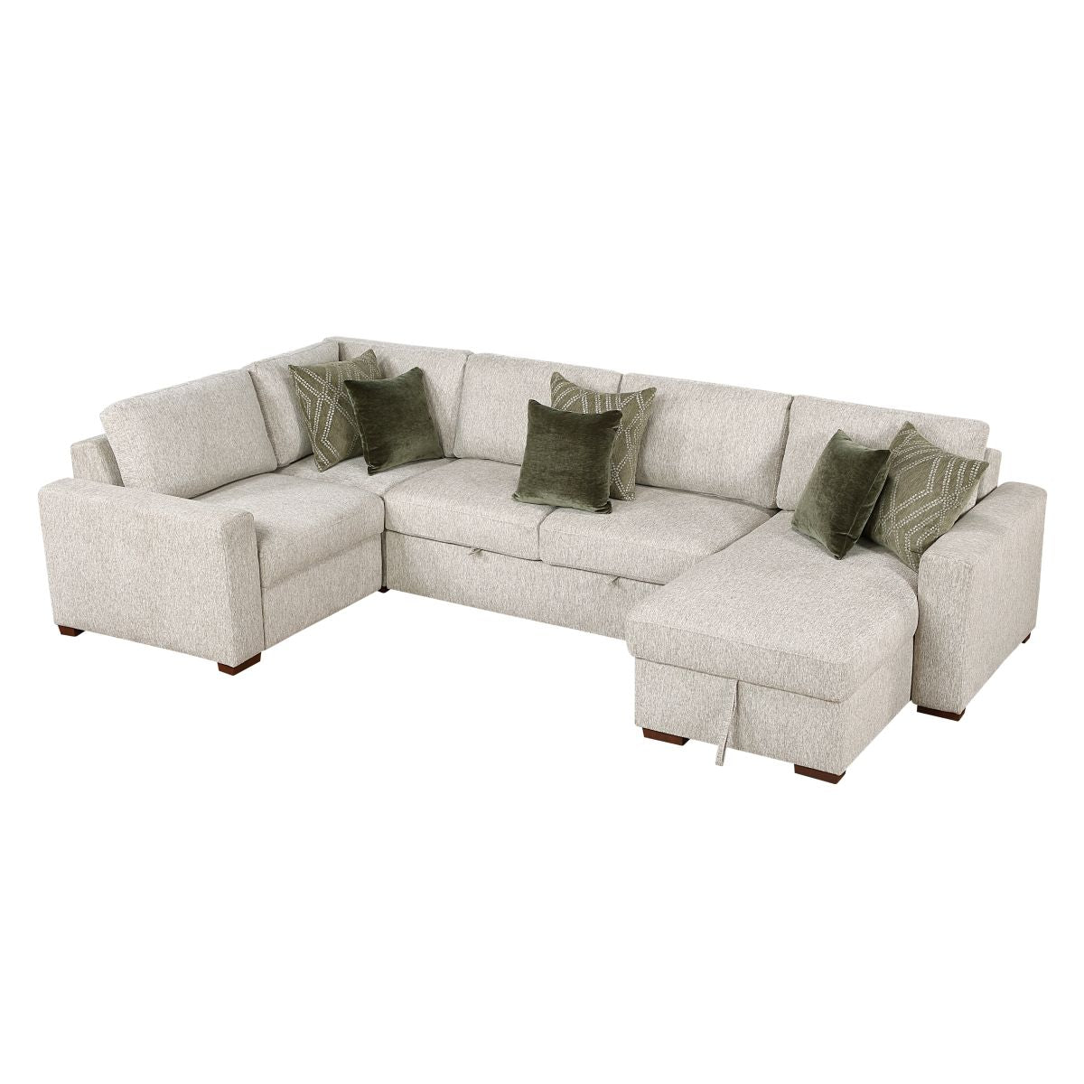 Isla 4-Piece Sectional with Reversible Chaise, Pull-out Bed and Hidden Storage