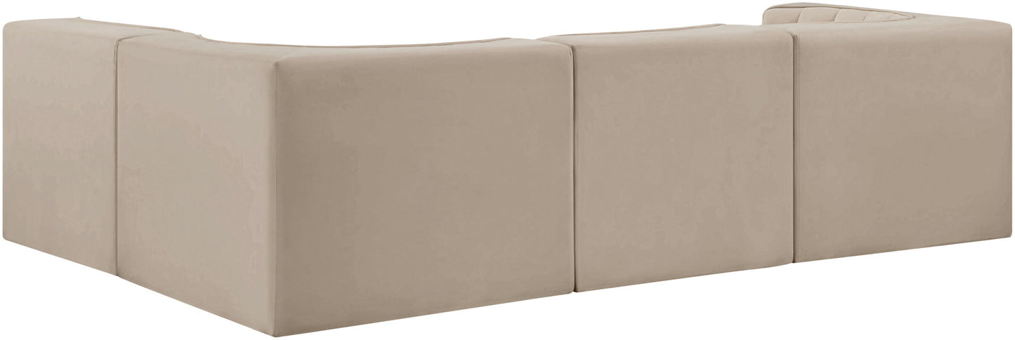 Rummi - Velvet Performance Fabric Upholstered 4 Piece Modular Sectional