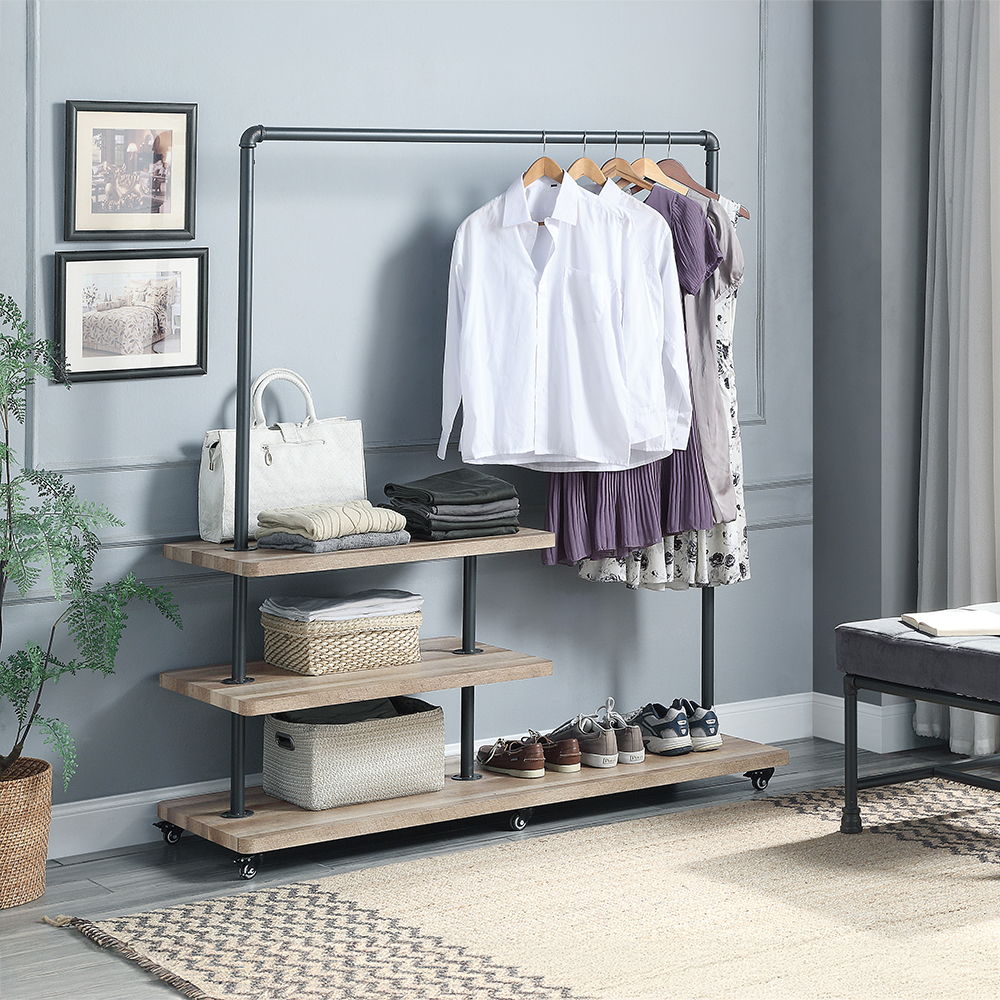 Brantley - 66" Hanger Rack - Oak & Sandy Gray