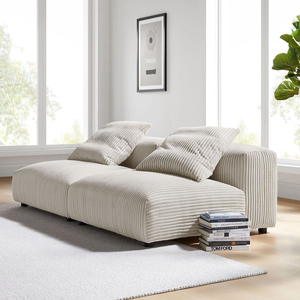 Solace 2-Piece Modular Corduroy Upholstered Sofa - Almond