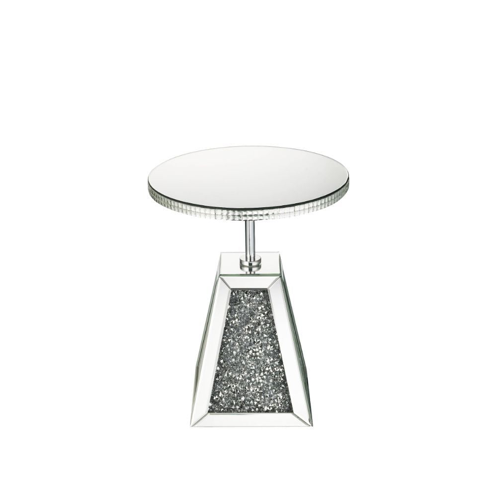 Noralie - 20" Accent Table - Mirrored & Faux Diamonds