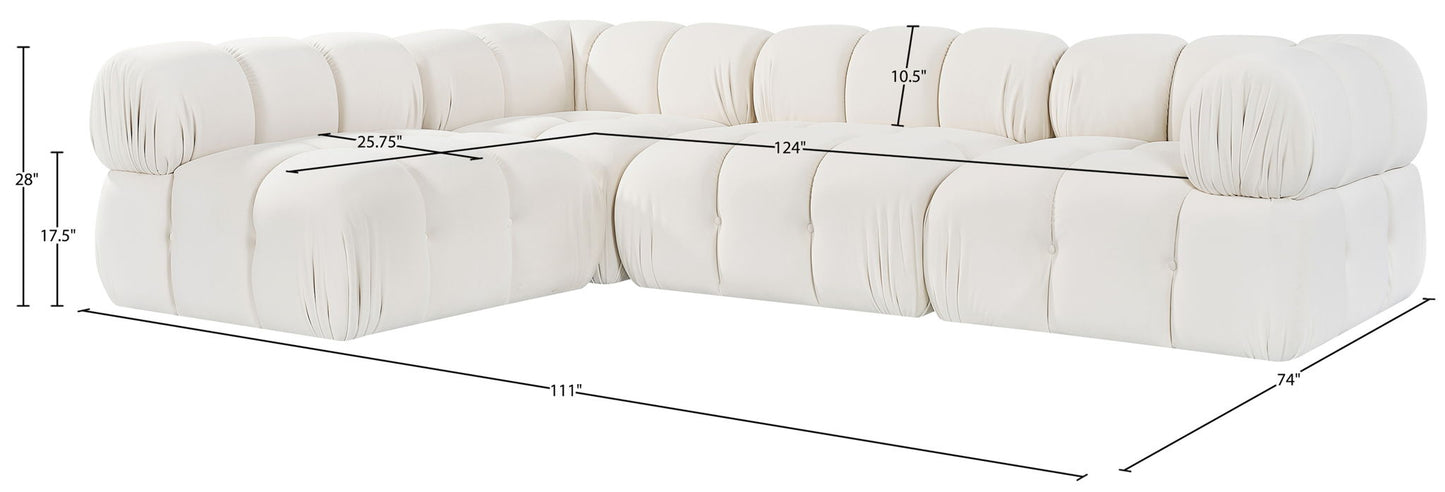 Orin - Fabric Velvet 4 Piece Modular Sectional