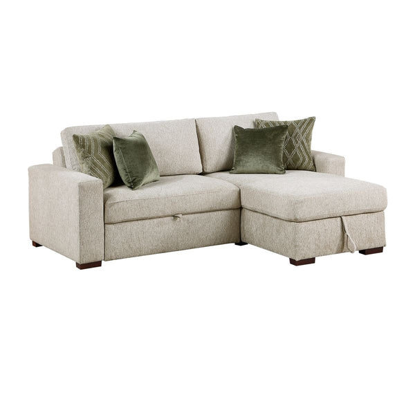 Isla 2-Piece Sectional with Reversible Chaise, Pull-out Bed and Hidden Storage, Click Motion Back