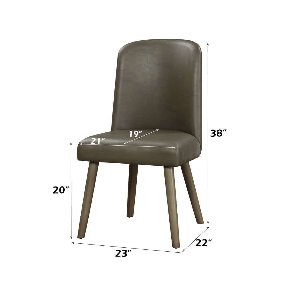 Waylon - Side Chair (Set of 2) - Gray Synthetic Leather & Gray Oak