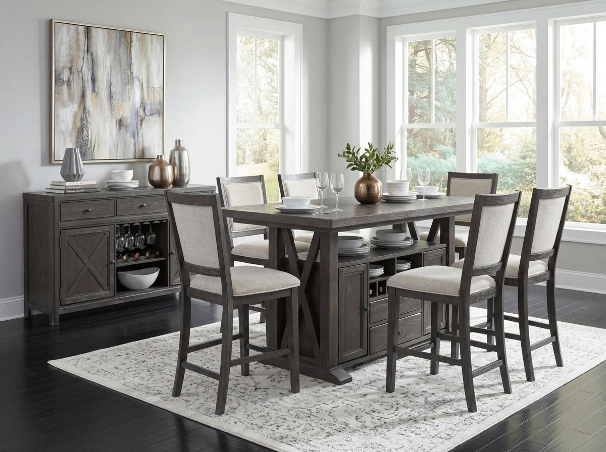 Briarwood - Complete Counter Height Table With Storage - Sable