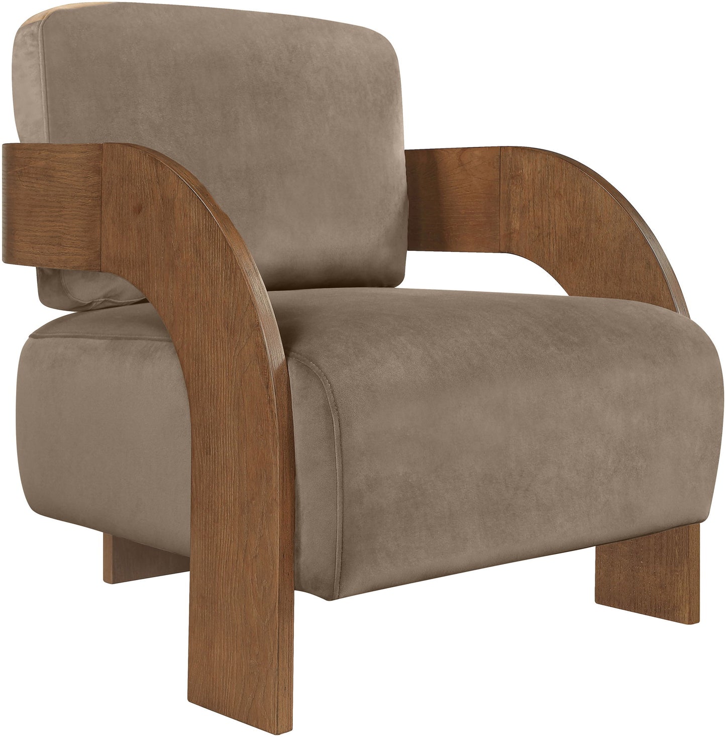 Cedra - Velvet Performance Fabric Upholstered Accent Chair - Brown Frame