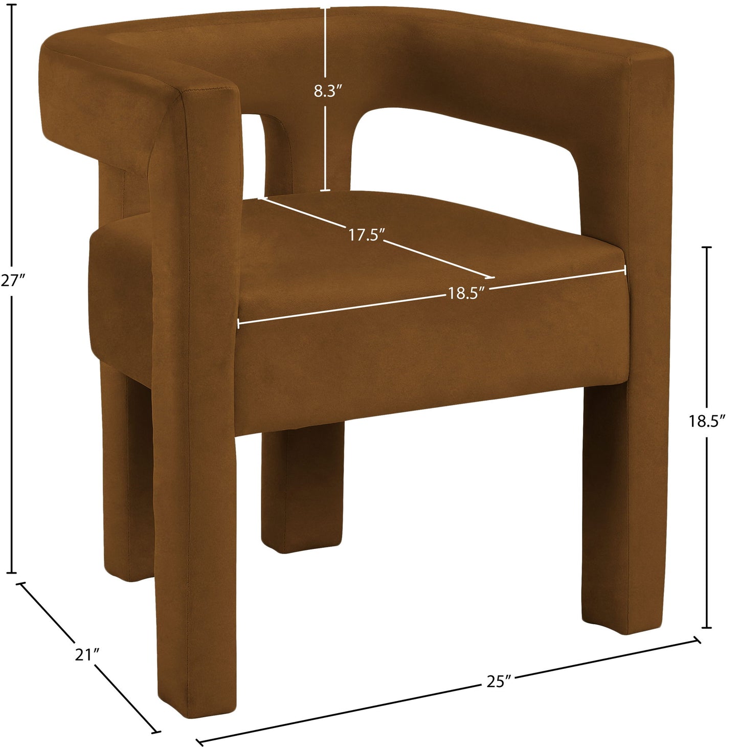 Athena - Velvet Dining Chair - Saddle