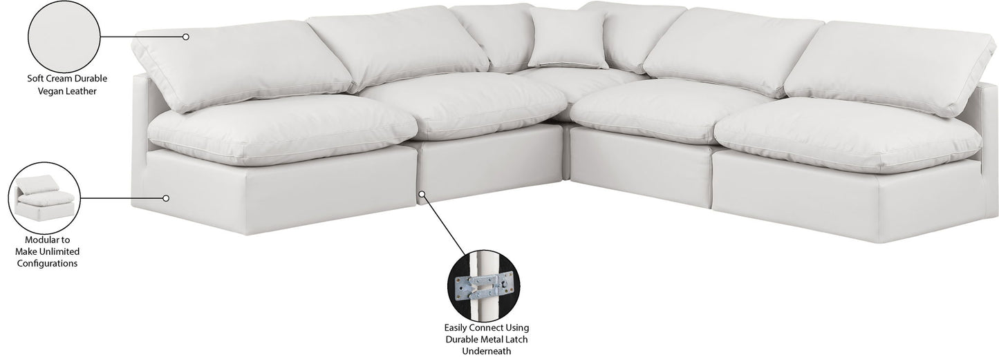 Indulge - Faux Leather 5 Piece Modular Corner Armless Sectional