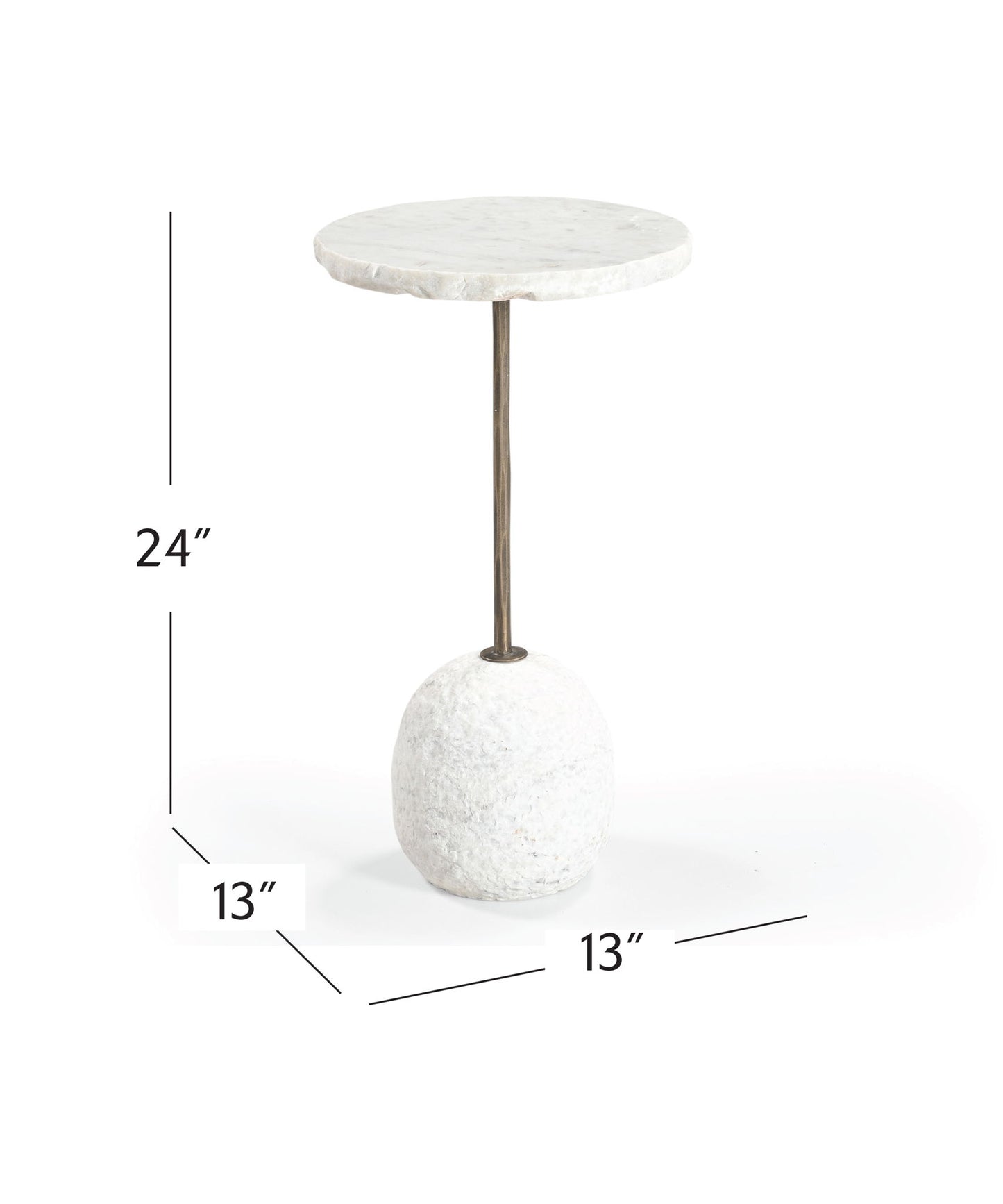 Aeirith - Accent Table - Natural Edge White Marble / Antique Brass