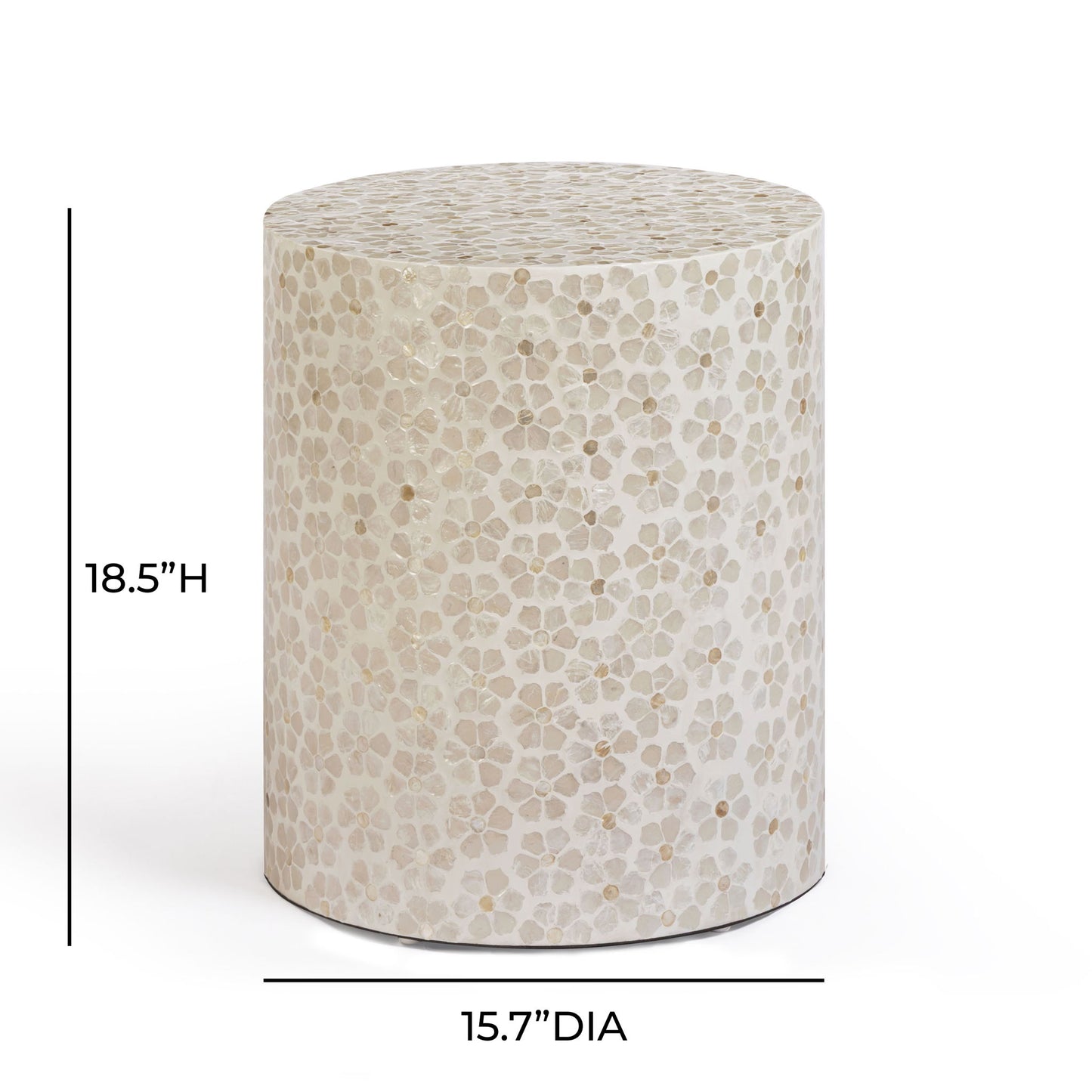 Lorna - Capiz Shell Motif Stool - Pearl Petal