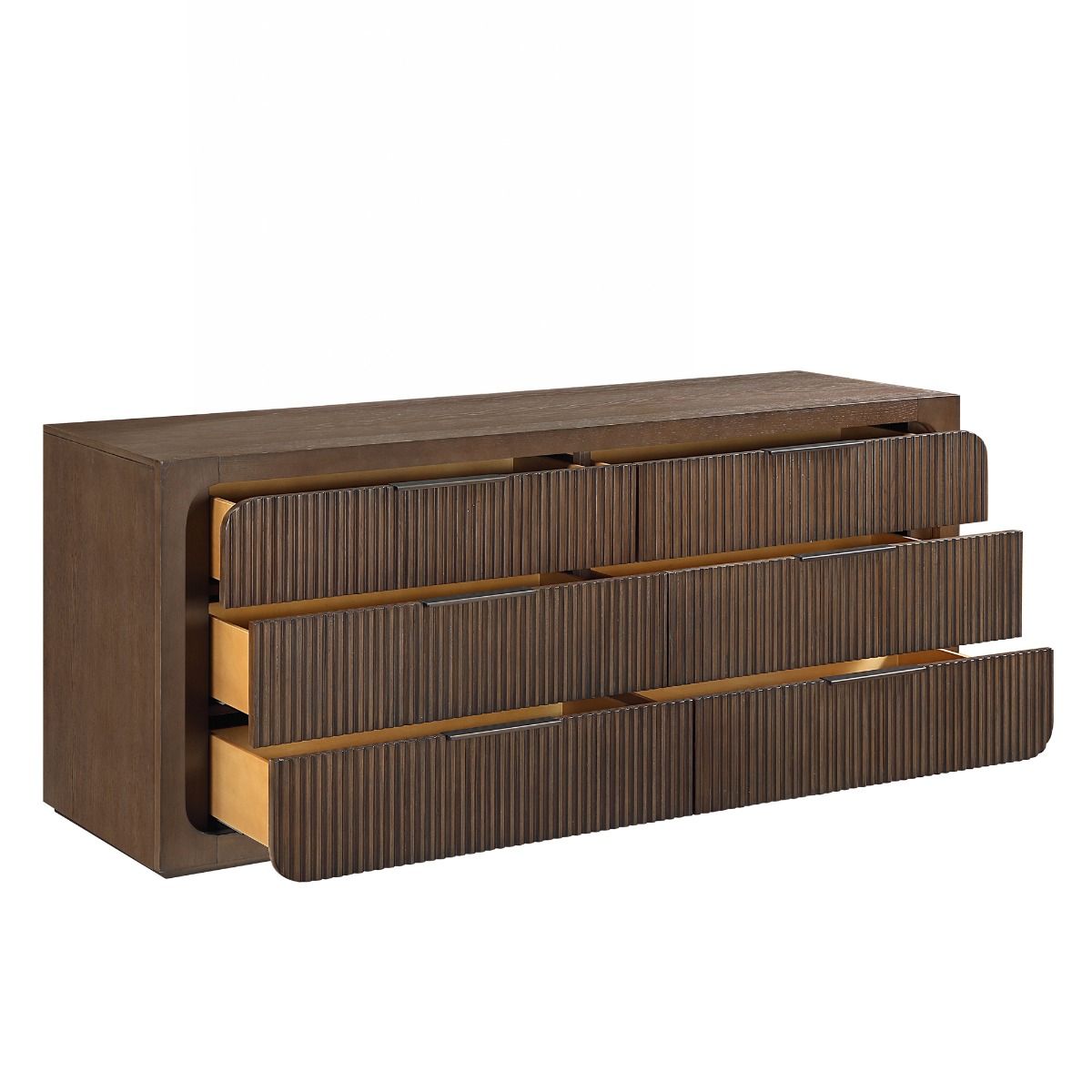 Leanna - Dresser With Wood Top - Brown Oak