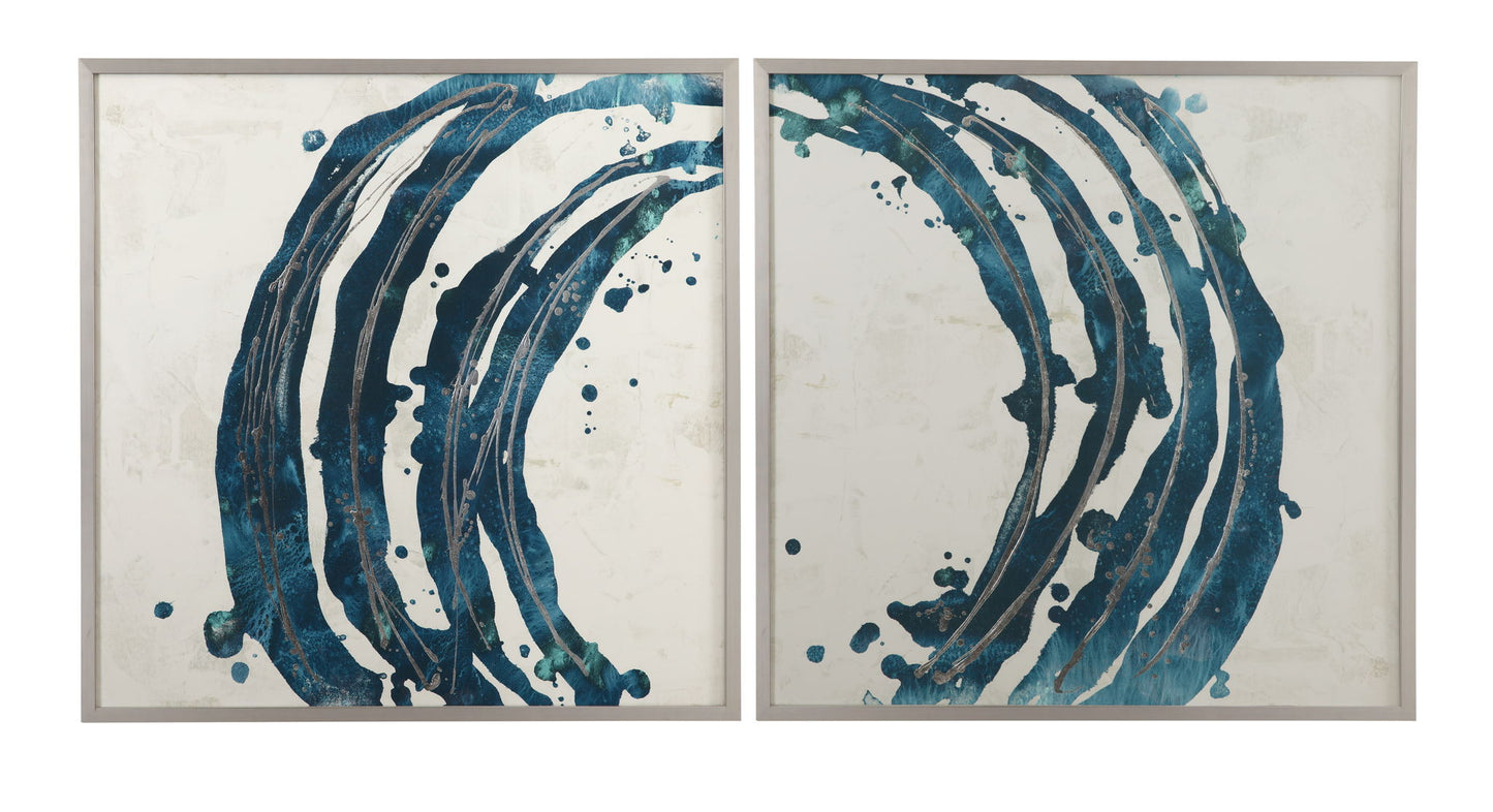 Embellished Blue Circle I Framed Print - Blue