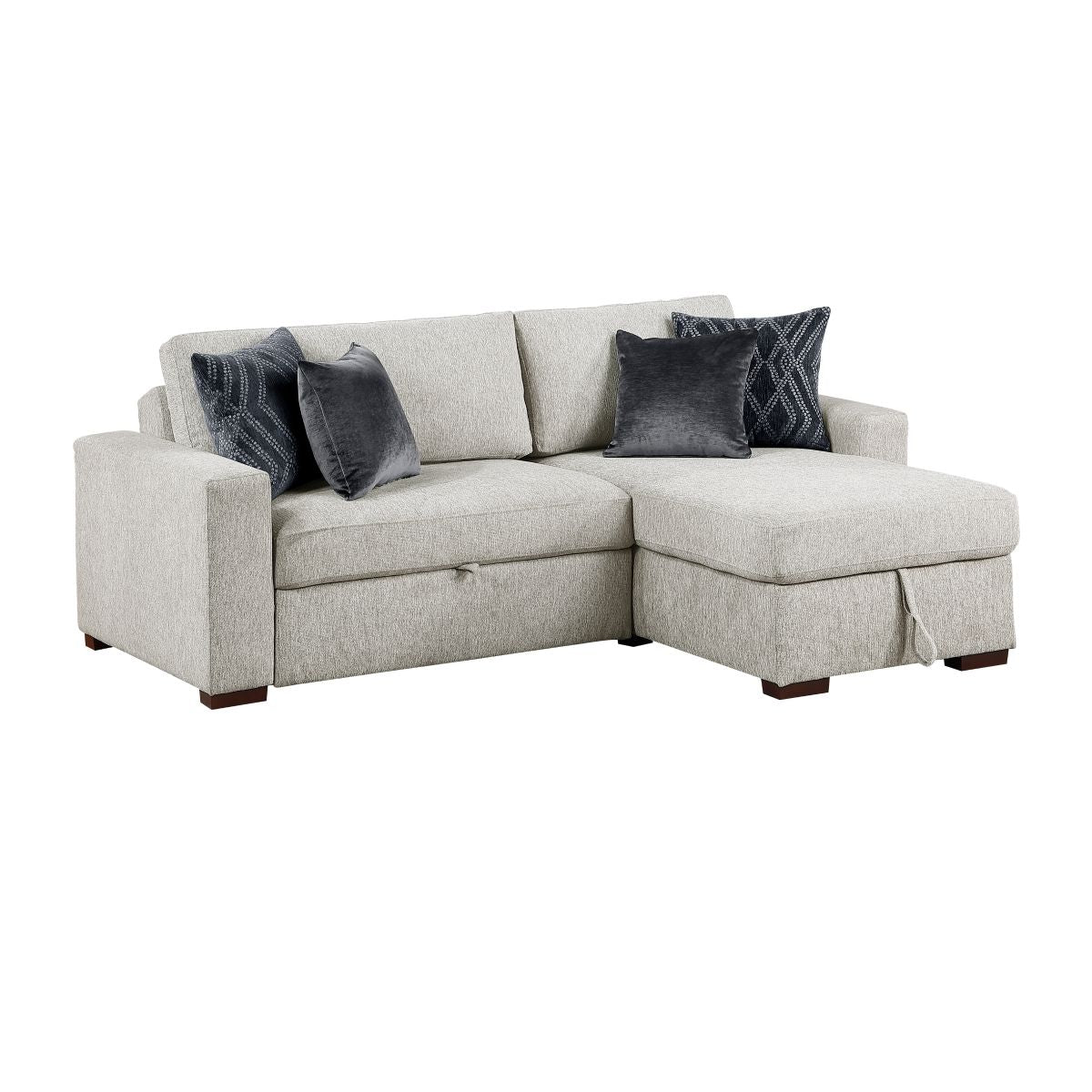 Isla 2-Piece Sectional with Reversible Chaise, Pull-out Bed and Hidden Storage, Click Motion Back