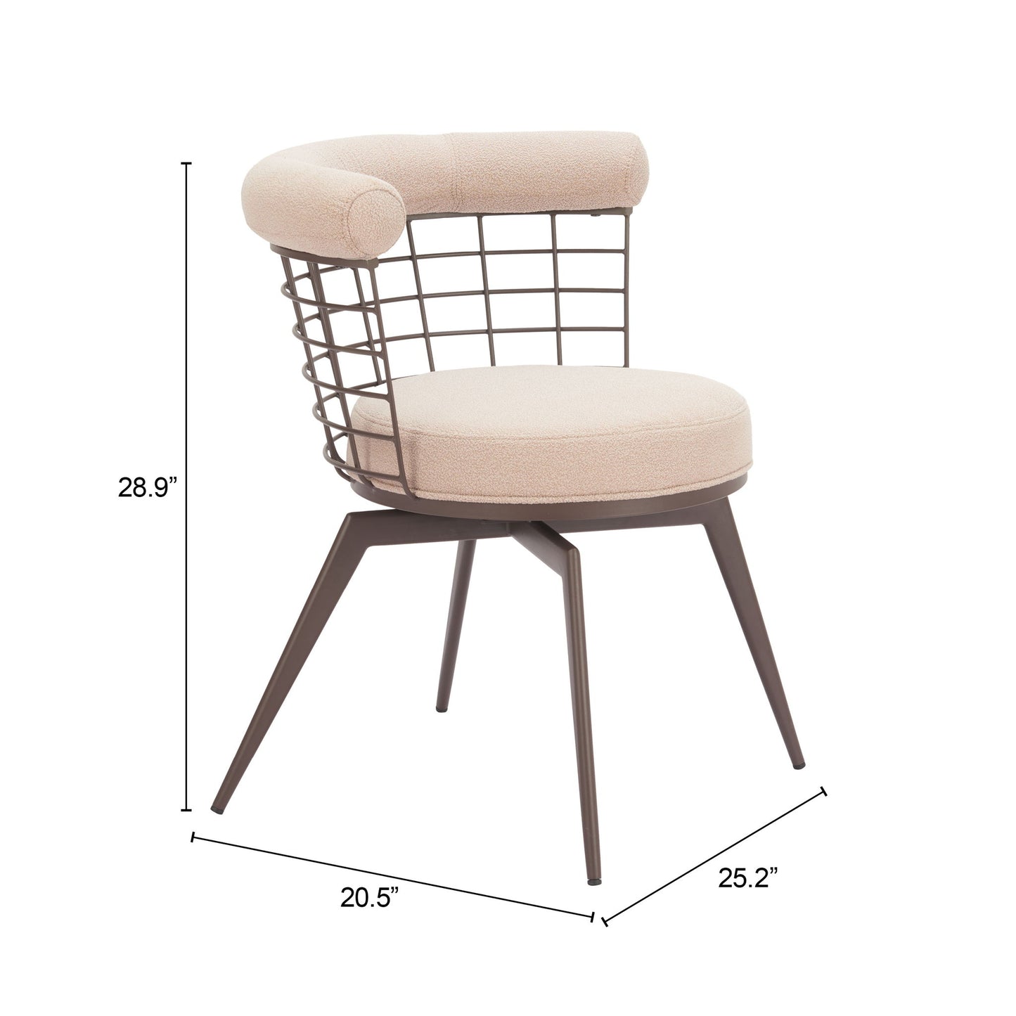 Saku - Swivel Dining Chair - Beige / Brown