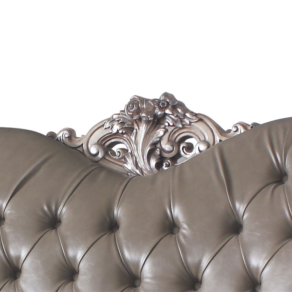 Dresden - Loveseat With 3 Pillows - Synthetic Leather & Vintage Bone White