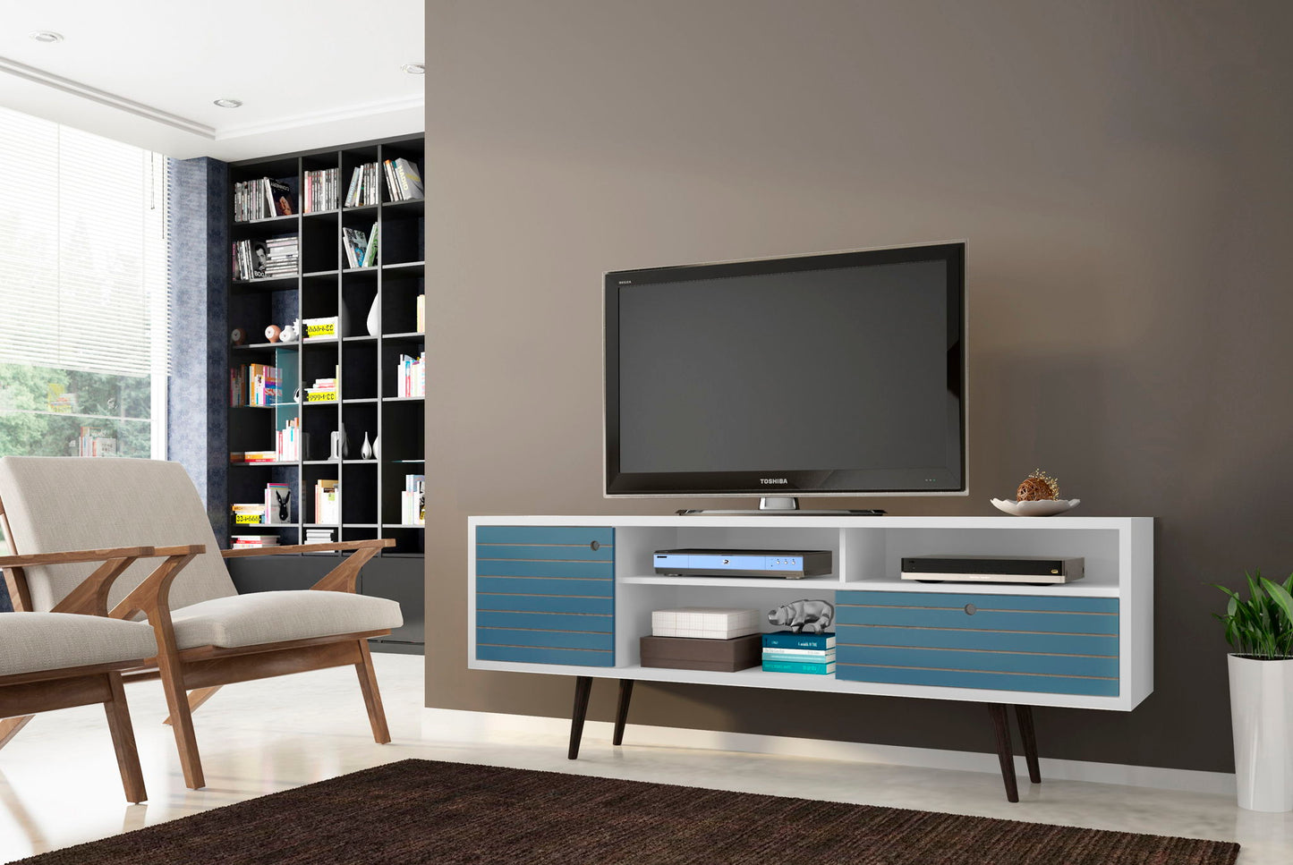 Manhattan Liberty - 71" TV Stand With White Frame