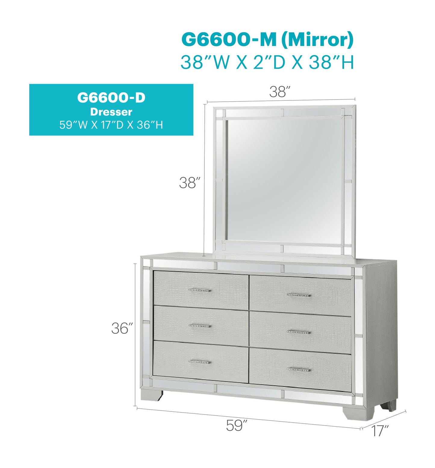 Madison - Dresser - Silver Champagne