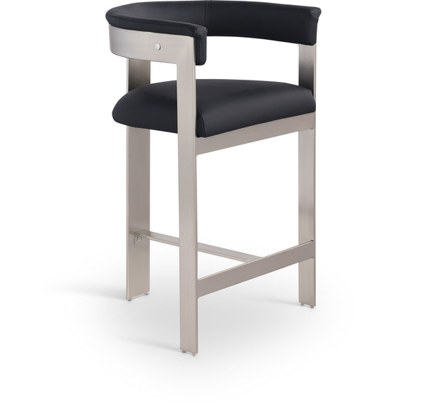 Romeo - Faux Leather Counter Stool With Silver Base (Set of 2)