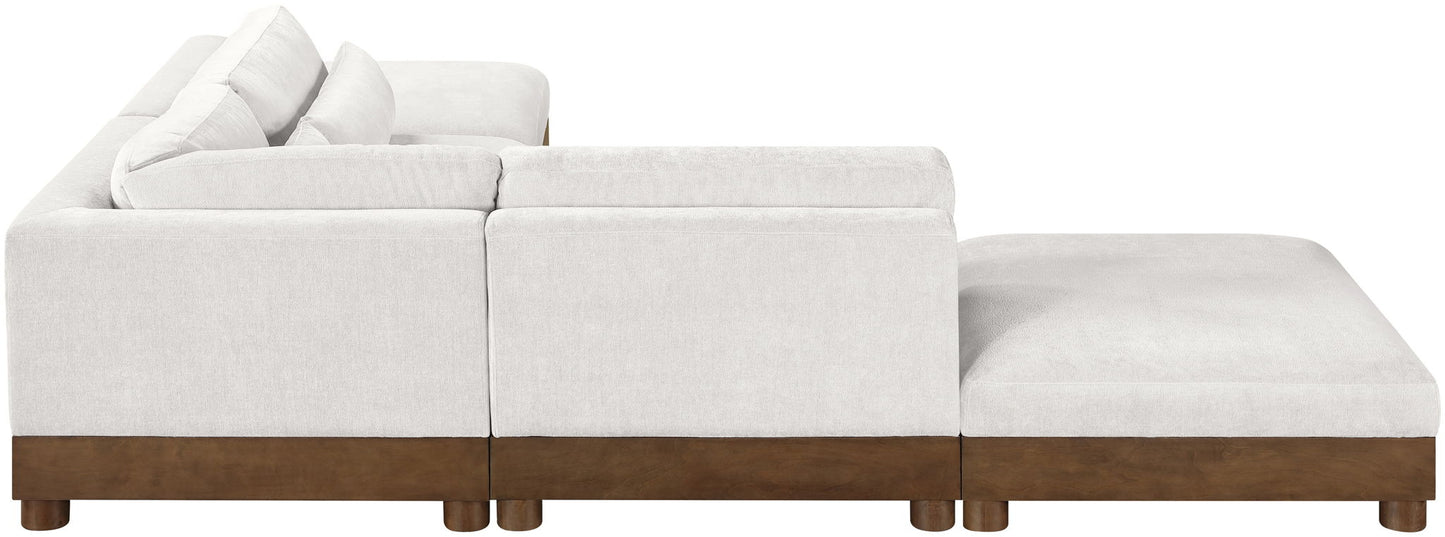 Turin - Chenille Fabric Upholstered Modular Sectional - Cream